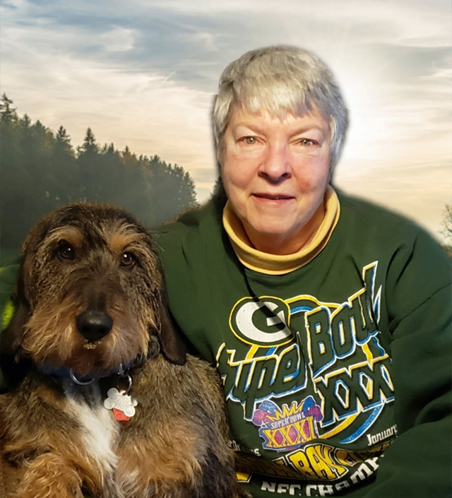 June Schroeder and her family dog, Fritz