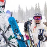 Bunch member Becky Hammond, 61, the wife of 82-year-old member Matt Kindred, at the Alta Ski Area, in Alta, Utah, March 13, 2024. The Wild old Bunch (who meaningfully chose to lowercase “old” in the club’s name), which started in 1973 and boasts around 115 members, has 80- and 90-year-olds that still ski.