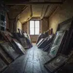 attic with paintings