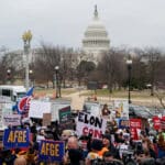 Demonstrators rally against U.S. President Trump, in Washington