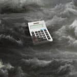 Art of calculator in storm clouds